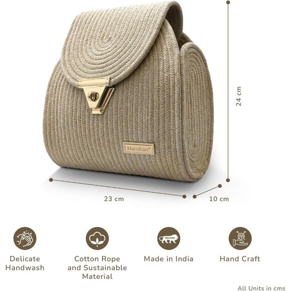 Women Quilted Cotton Rope Crossbody Bag Small Shoulder Purse with Adjustable Str - Picture 6 of 7